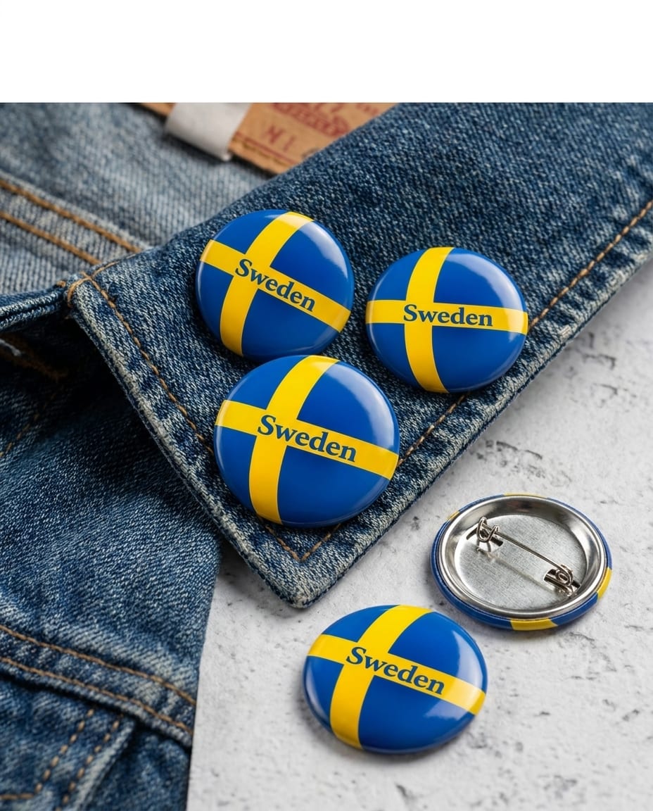 Sweden Flag Pins — Enamel buttons
